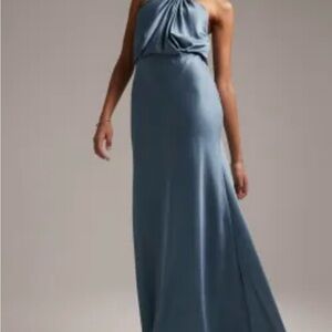 ASOS Bridesmaid Blue Halter Maxi Dress